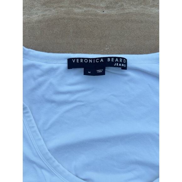 Veronica Beard Jeans Tamri Dress Medium White Ruched EUC - Picture 5 of 7
